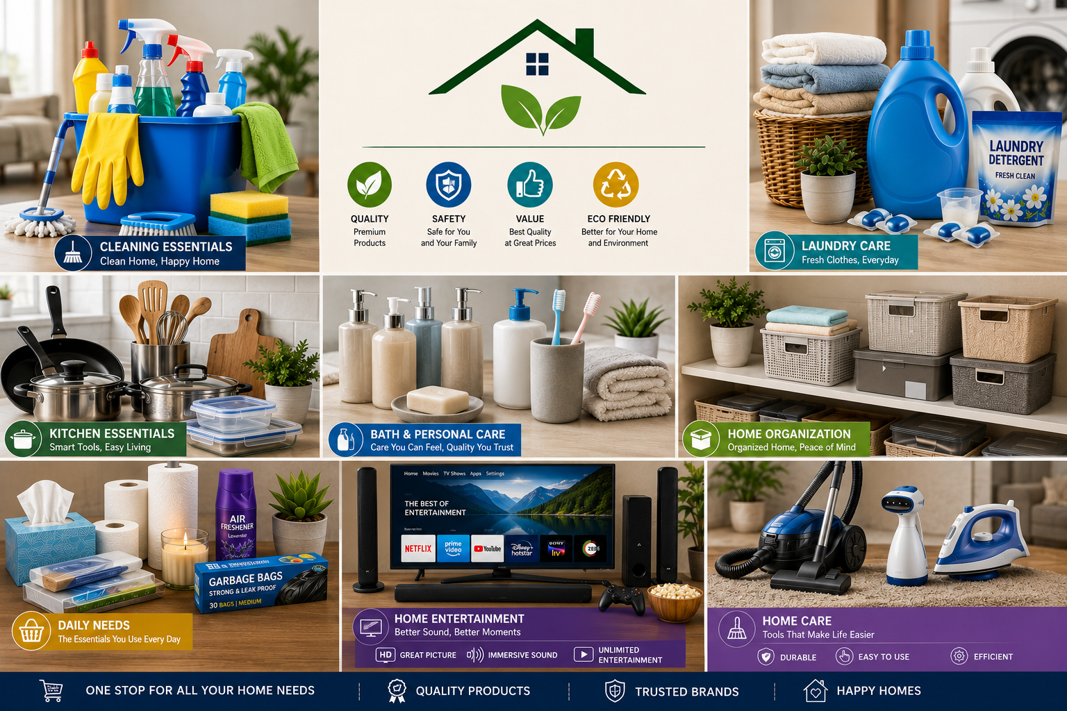 Household supplies for residential living