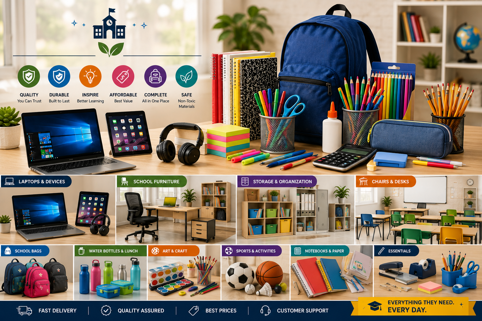 School supplies and classroom essentials